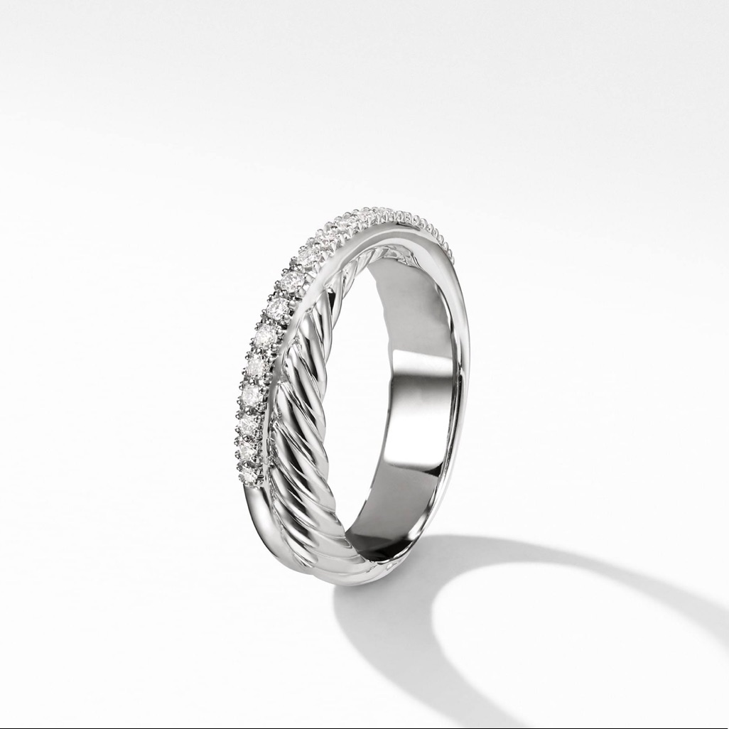 David Yurman Crossover Ring With Diamonds Size 6.5
